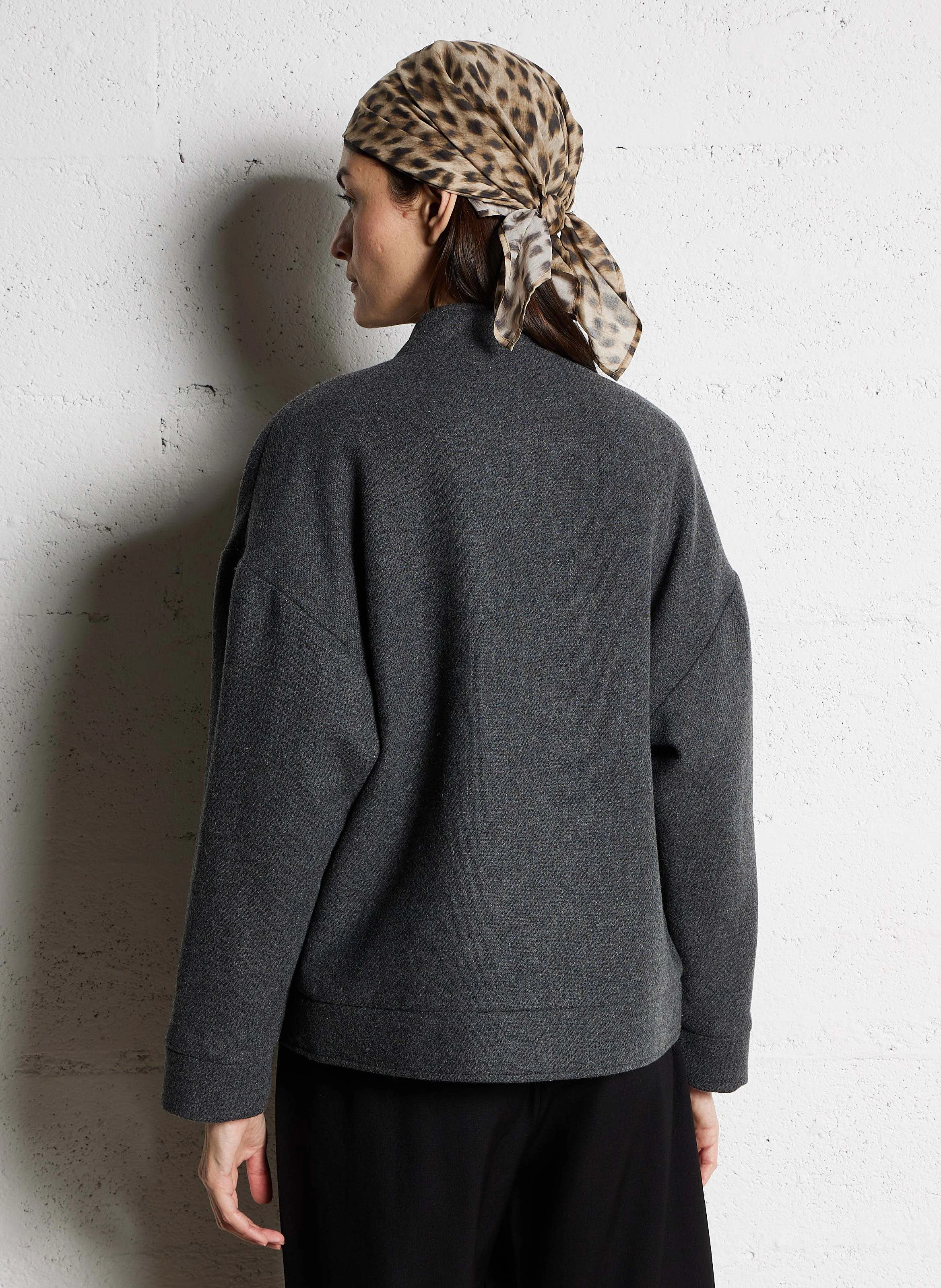 Blouson col teddy en laine mélangée | Gris
