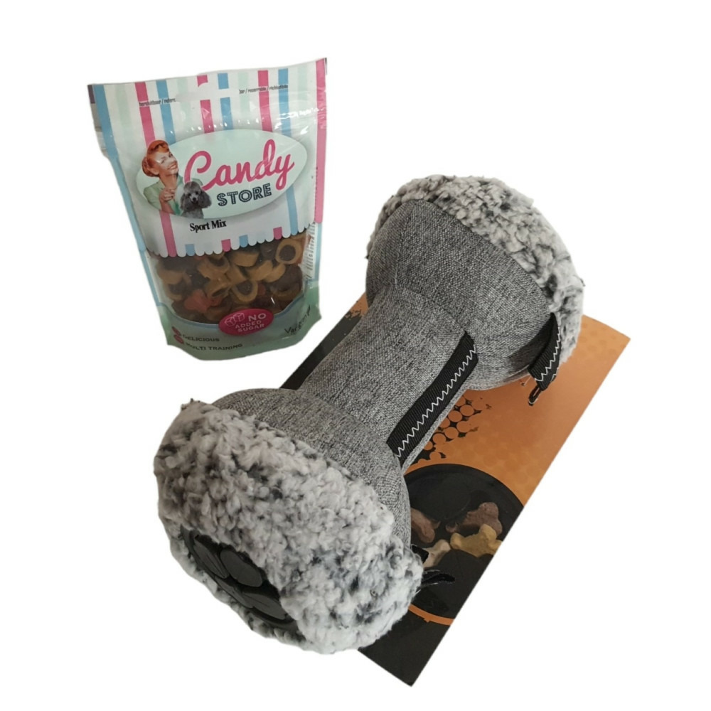 Jouet peluche os distributeur avec friandises 180 g pour chien
