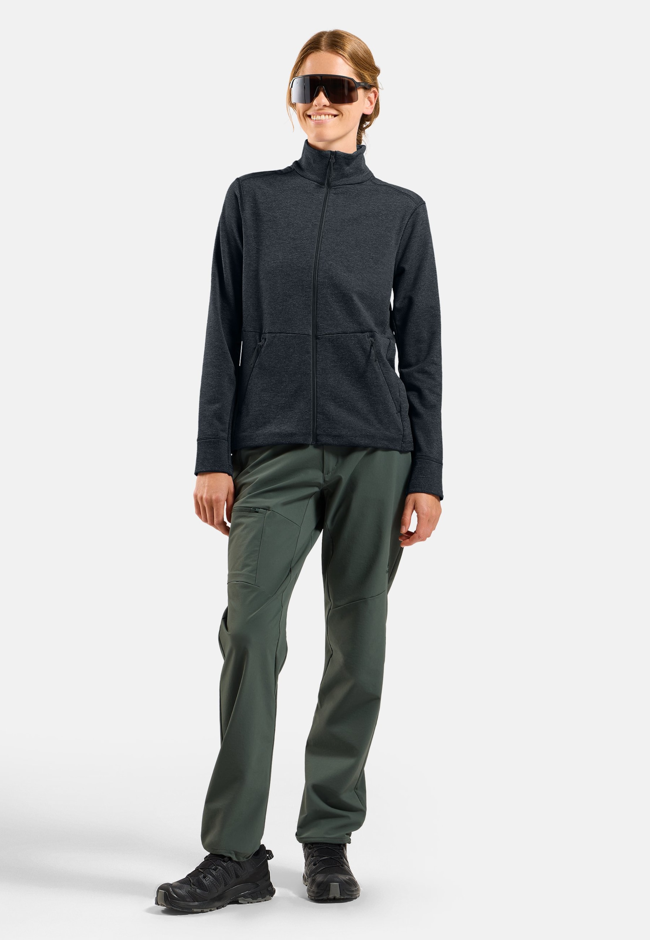 Essentials Multisport Mid Layer aus Grid-Fleece mit Reissverschluss in black melange