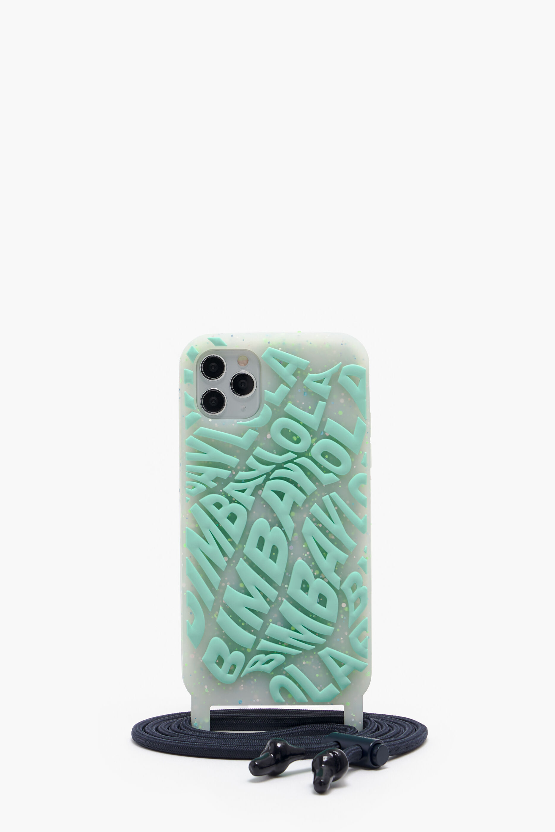 Capa transparente para iPhone 11 Pro Max com logotipo azul-turquesa