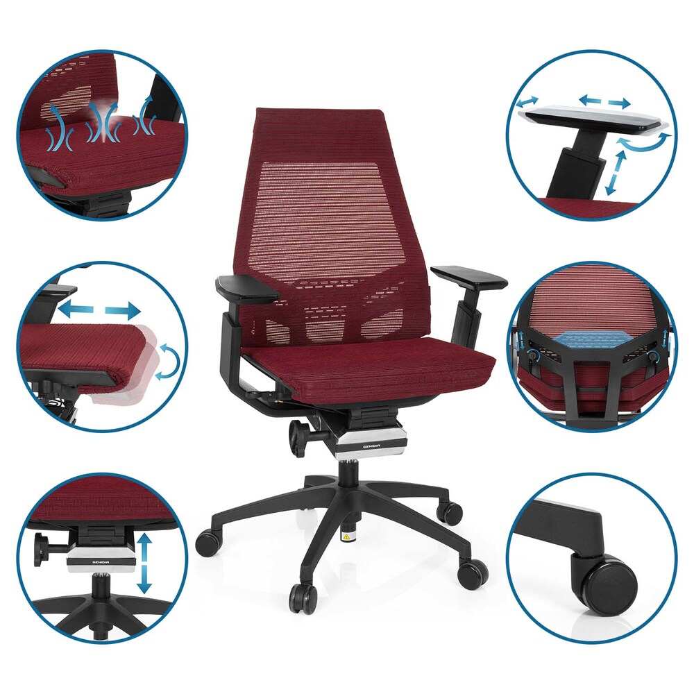 Profi Bürostuhl GENIDIA SMART BLACK Netzstoff mit Armlehnen hjh OFFICE