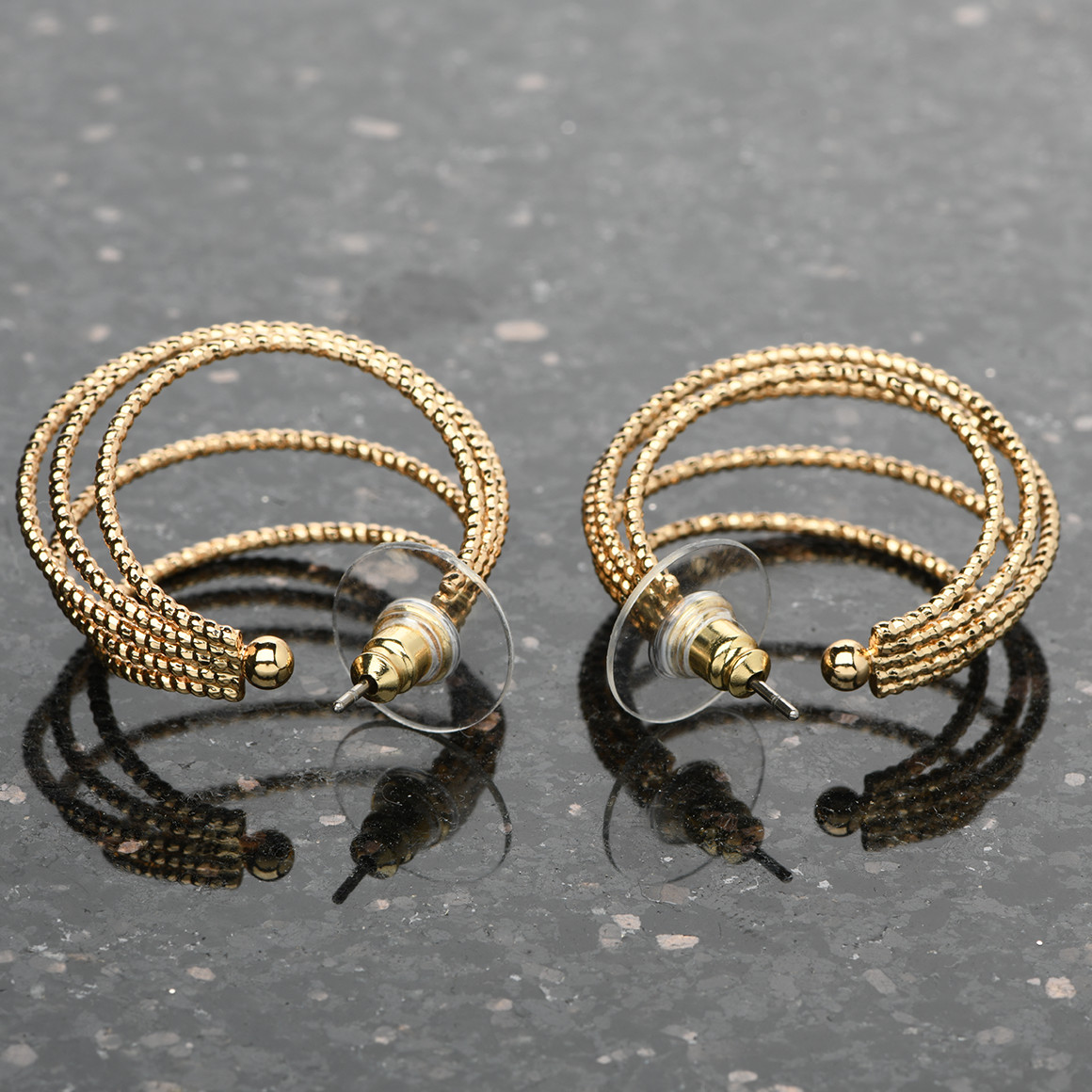 Gina Damen Creolen in mehrreihigem Design gold