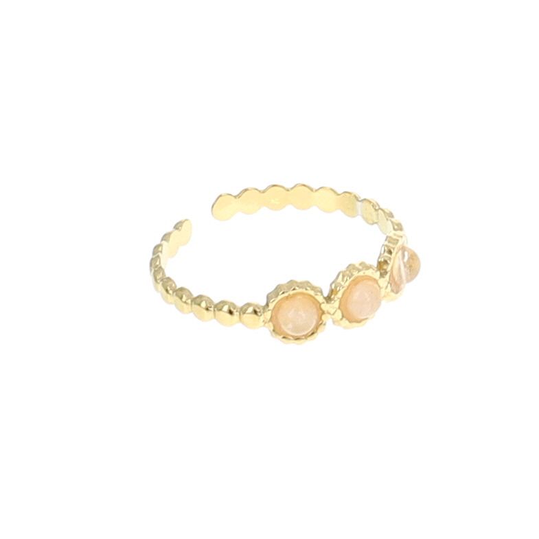 Bague dorée 3 pierres Quartz rose  Nusa Dua