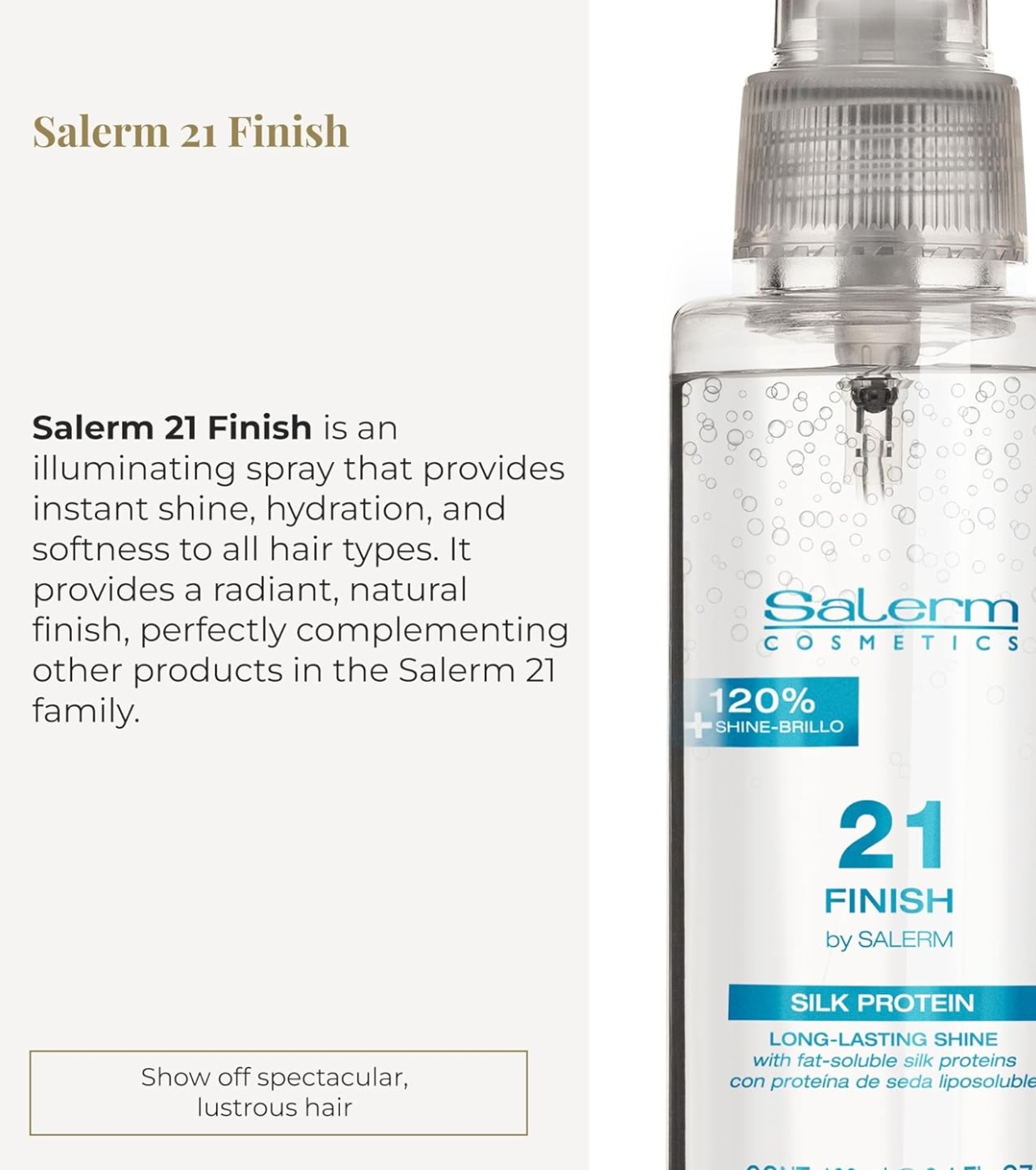 Salerm - *Salerm 21* - Spray de brilho com proteínas da seda Finish