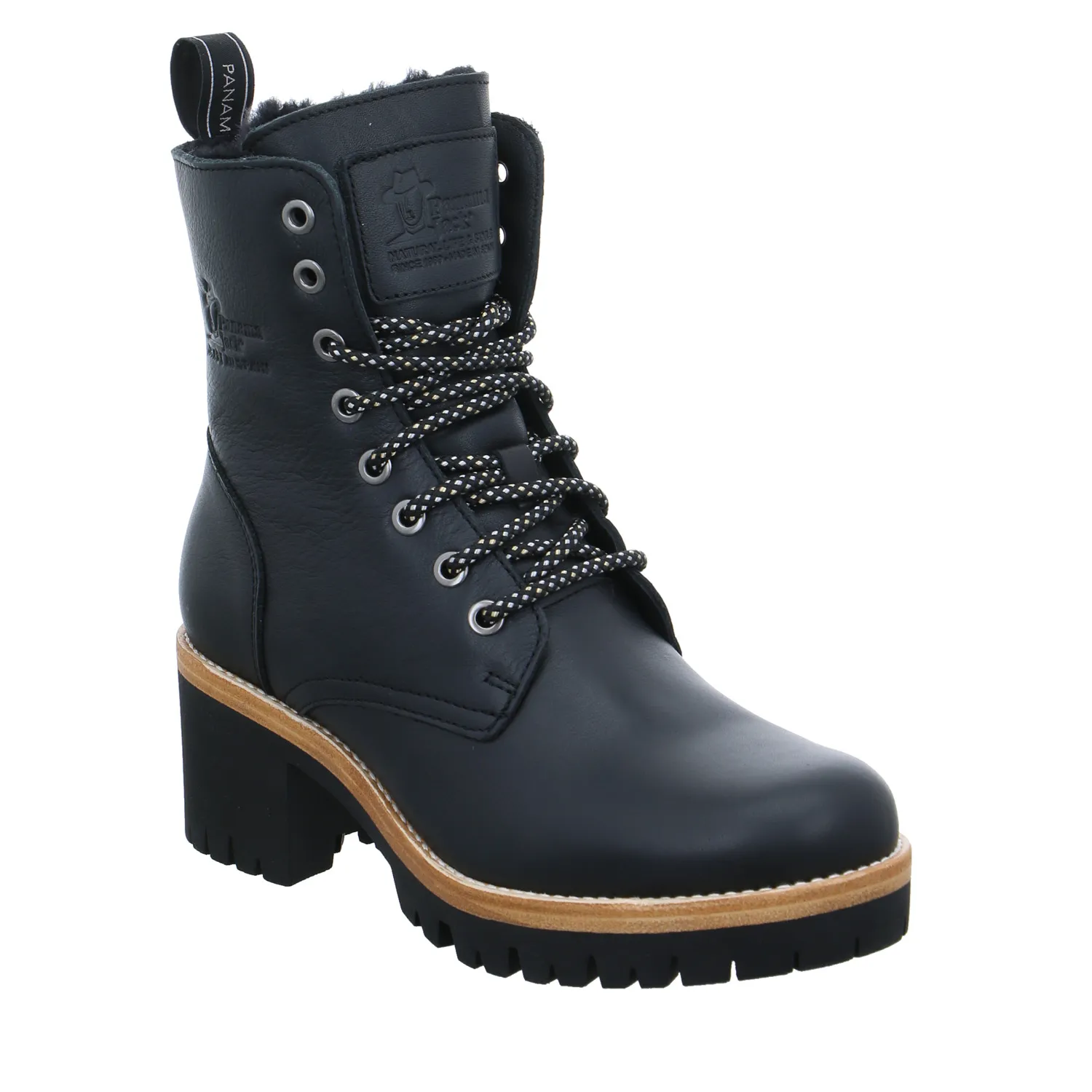 PANAMA JACK Stiefelette Schwarz Leder  mit Lammfell - Innenfutter