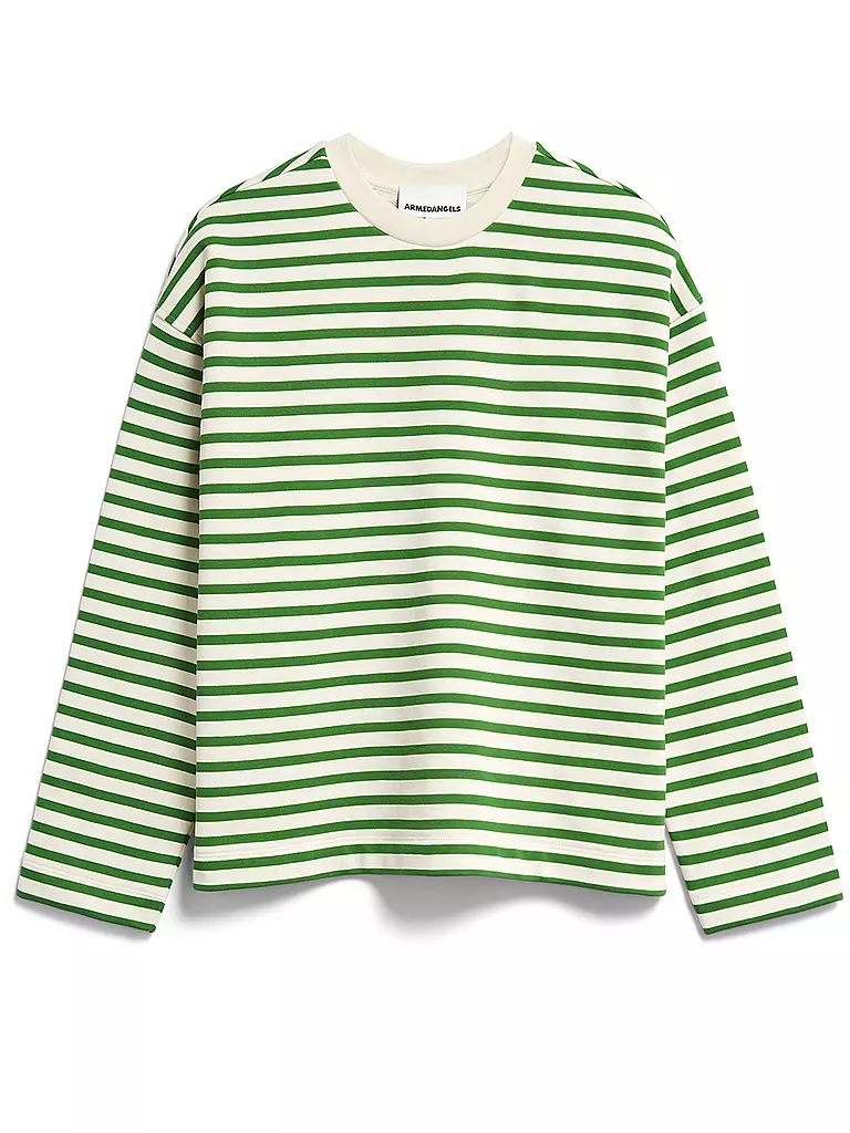 ARMEDANGELS Sweater Oversized Fit FRANKAA  STRIPES grün