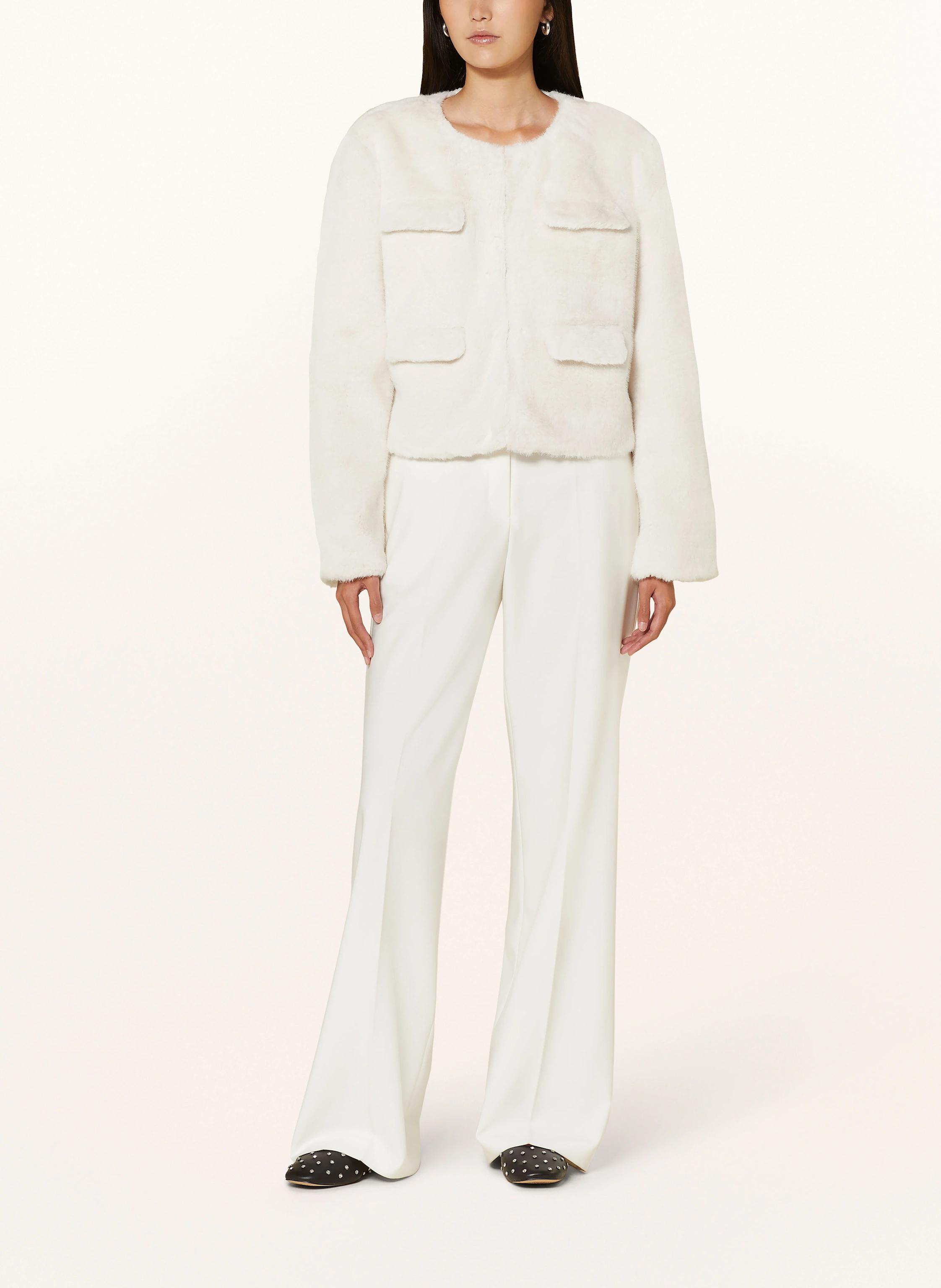 self-portrait Overjacket mit Kunstpelz