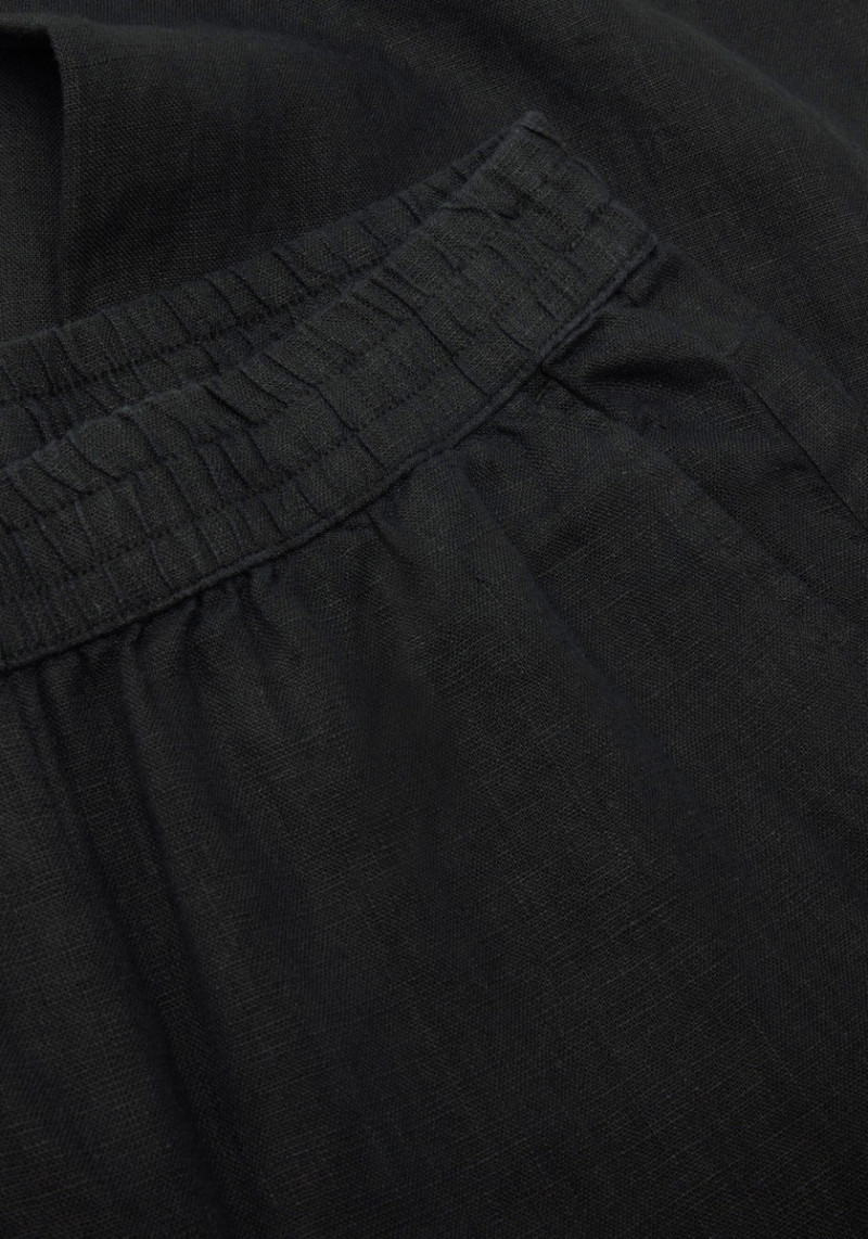 Knowledge Cotton Apparel Leinenhose Posey Wide Linen Pants Black Jet