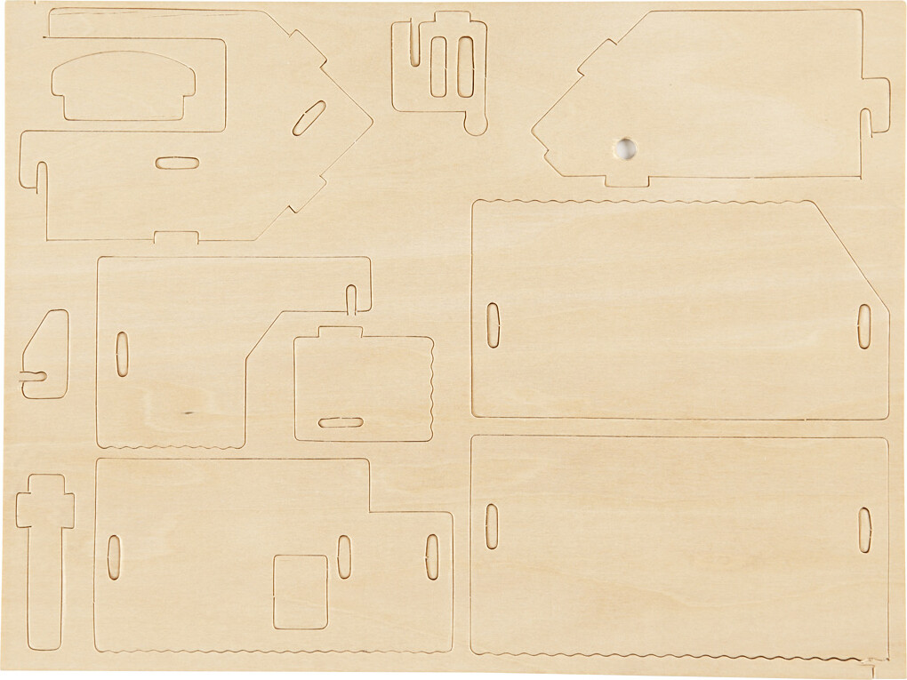 3D Træ Puslespil - Hus Med Terrasse - 19X17,5X15 CM