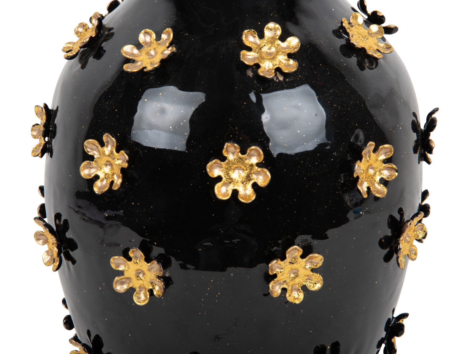 Vase Golden Flowers enamel black