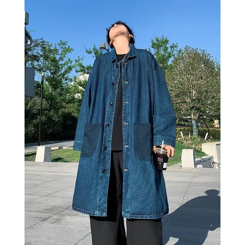 Ateso - Lange denim jas met knoopjes