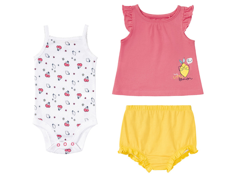 Baby meisjes zomerset 3-delig, van zuiver biologisch katoen