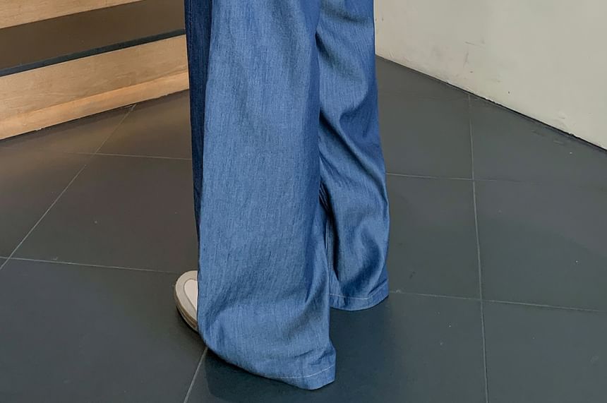 Tripoly - Hoge taille effen wijde broek