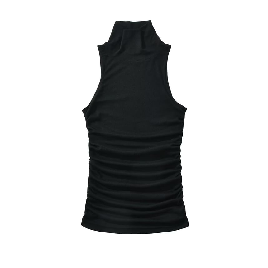Morhan - Tanktop met col en geplooide, slanke pasvorm