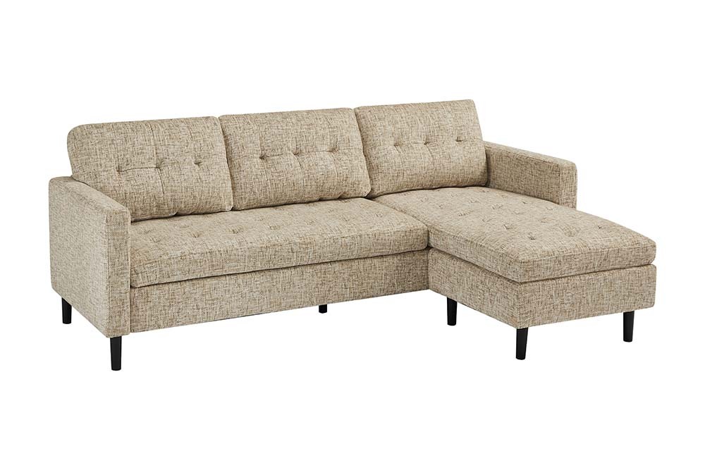 Modernes Ecksofa STOCKHOLM 220cm beige cozy Veloursstrickstoff Federkern 3-Sitzer-Sofa