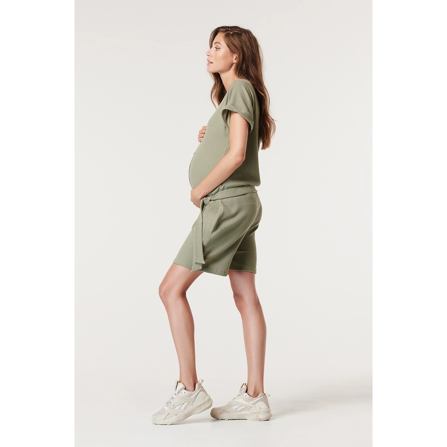 SUPERMOM Still-Jumpsuit Waffle Vetiver