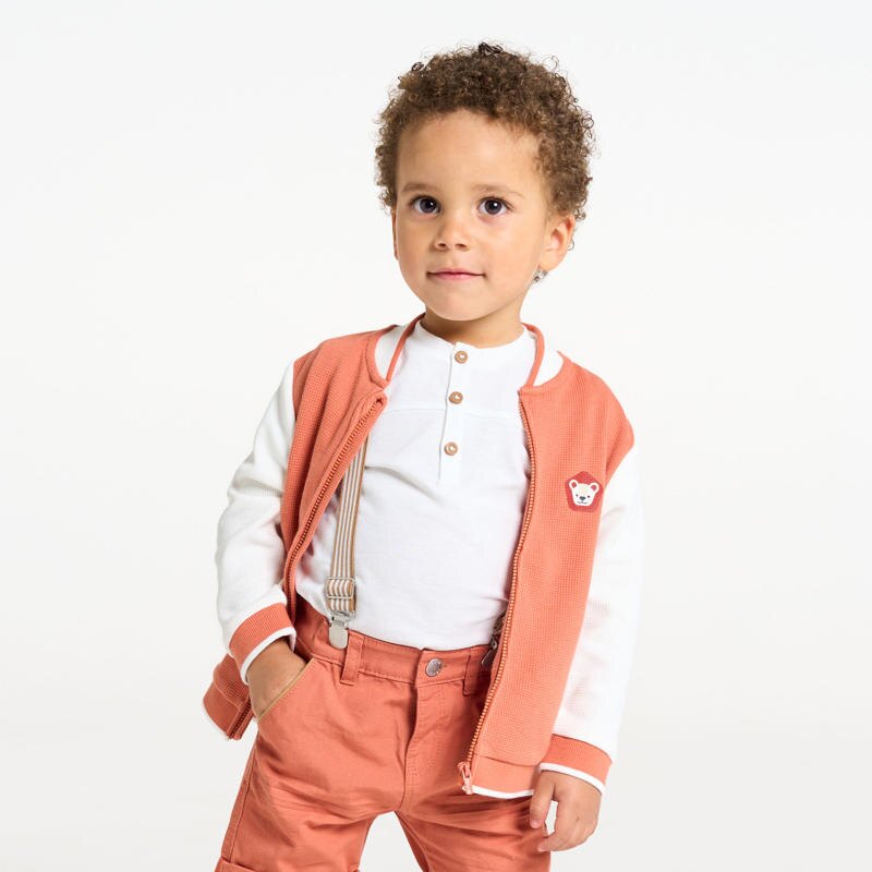 Sweat zippé teddy terracotta bébé garçon Orange