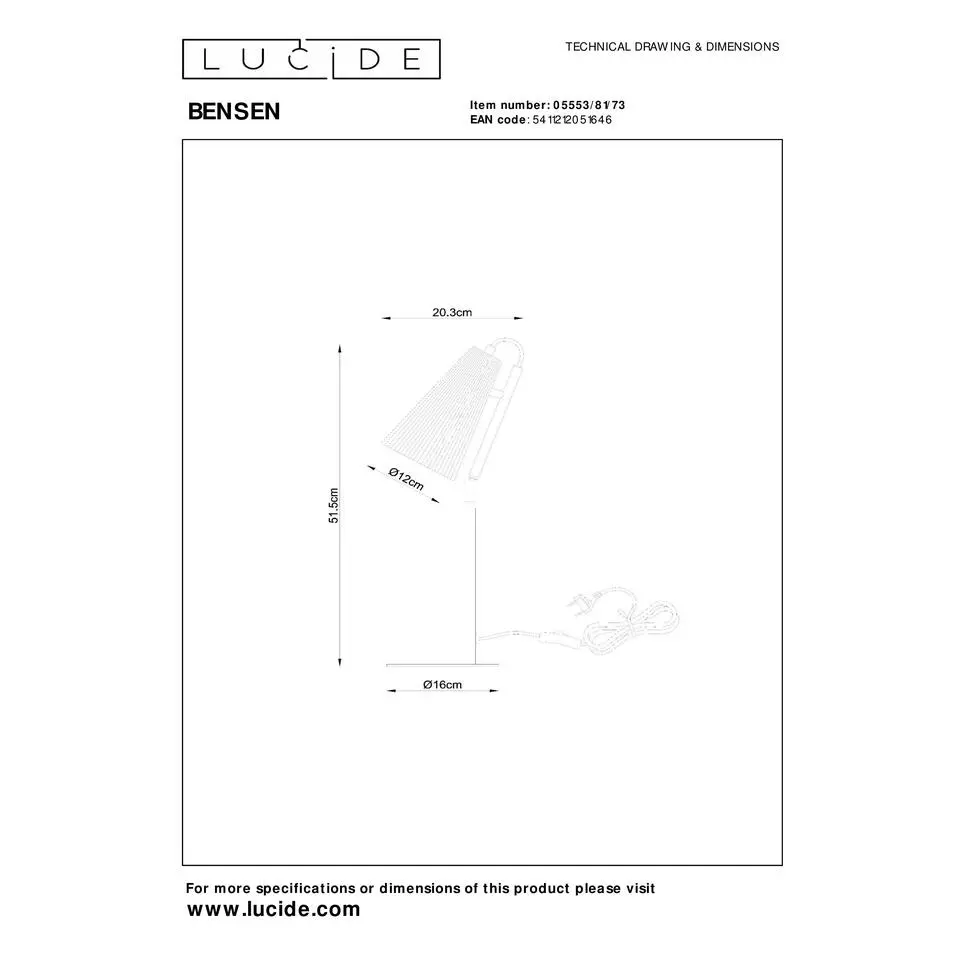 Lucide BENSEN Tafellamp - Naturel