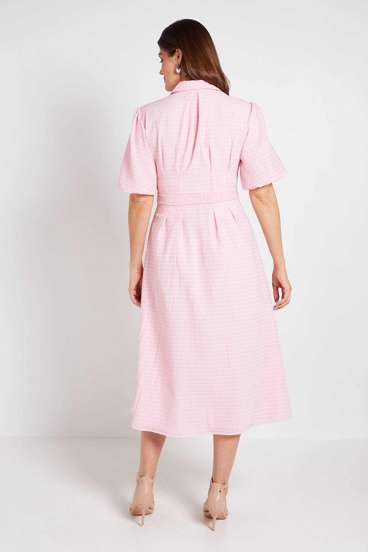 Wallis Robe Chemise En Organza Texturé À Manches Bouffantes