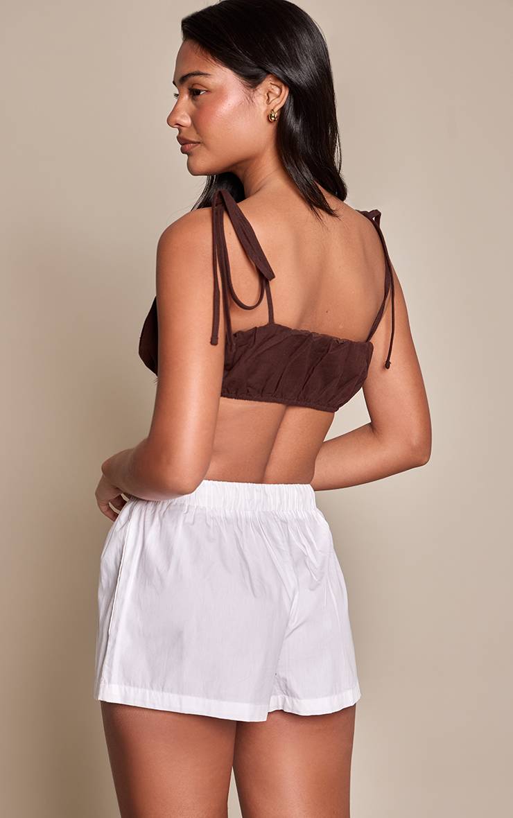 Blanc Short Ample En Coton Avec Cordon De Serrage