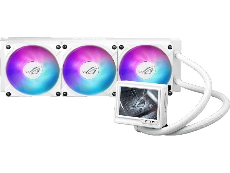 ASUS ROG ROG Ryujin III RGB Extreme, Weiss All-in-One-Flüssig-CPU-Kühler mit 3.5 Zoll LCD Bildschirm und ARGB-Lüfter
