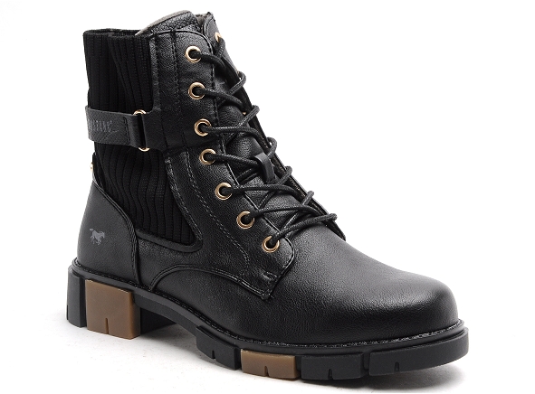 Mustang boots bottine plates femme 1443502 noir
