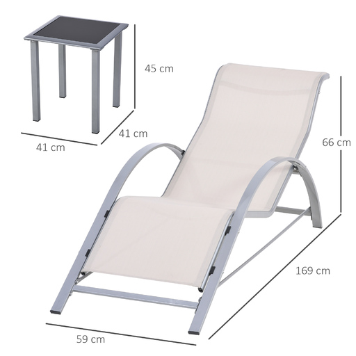 espreguiçadeiras e mesa Outsunny