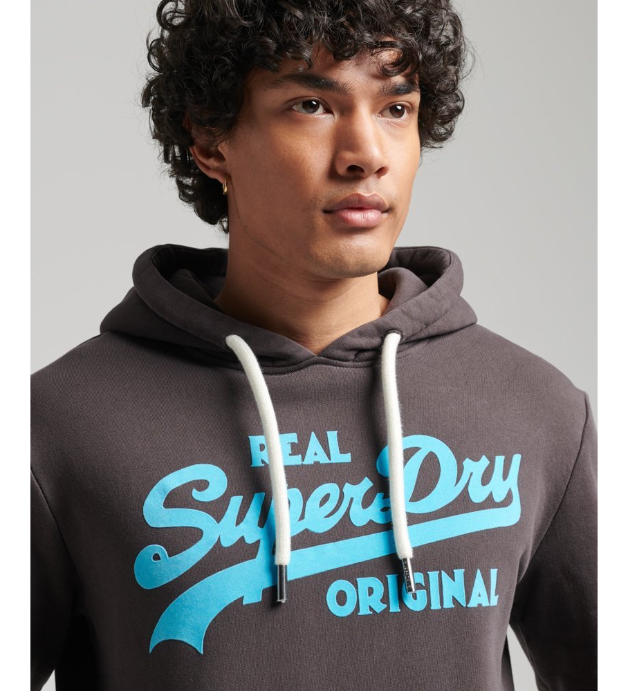 Moletom com capuz Superdry Vintage Neon Logo Cinza