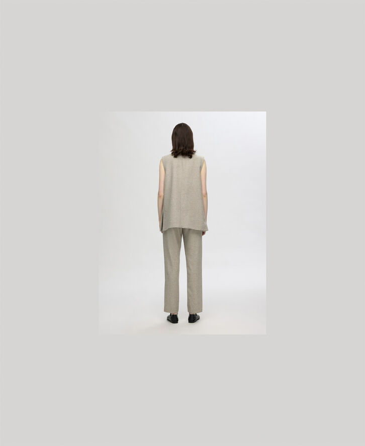 Selected Femme SLFVIVIE MW WOOL STRAIGHT PANT Sandshell/herringbone