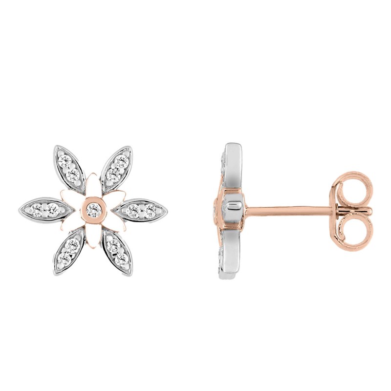 Boucles d'oreilles Femme - Or 18 Carats - Diamant 0,1 Carats