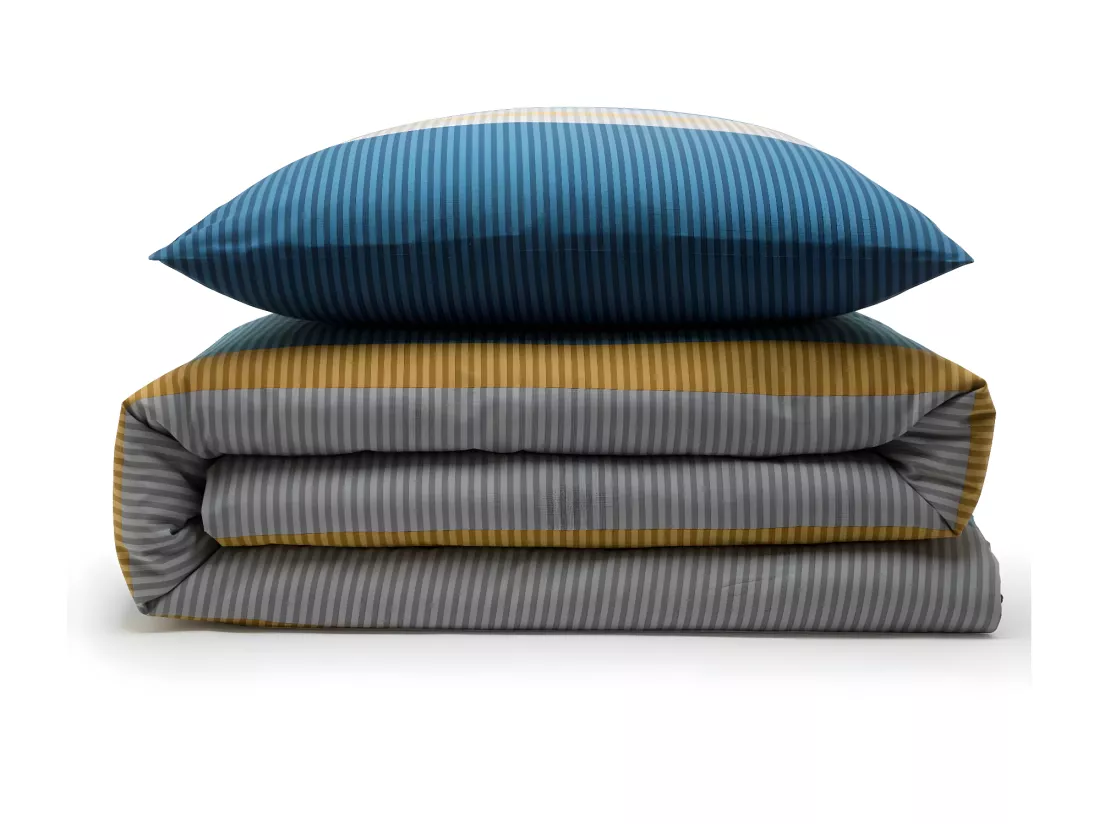 Parure de lit 2 personnes rayé en coton 57 fils 240x220cm