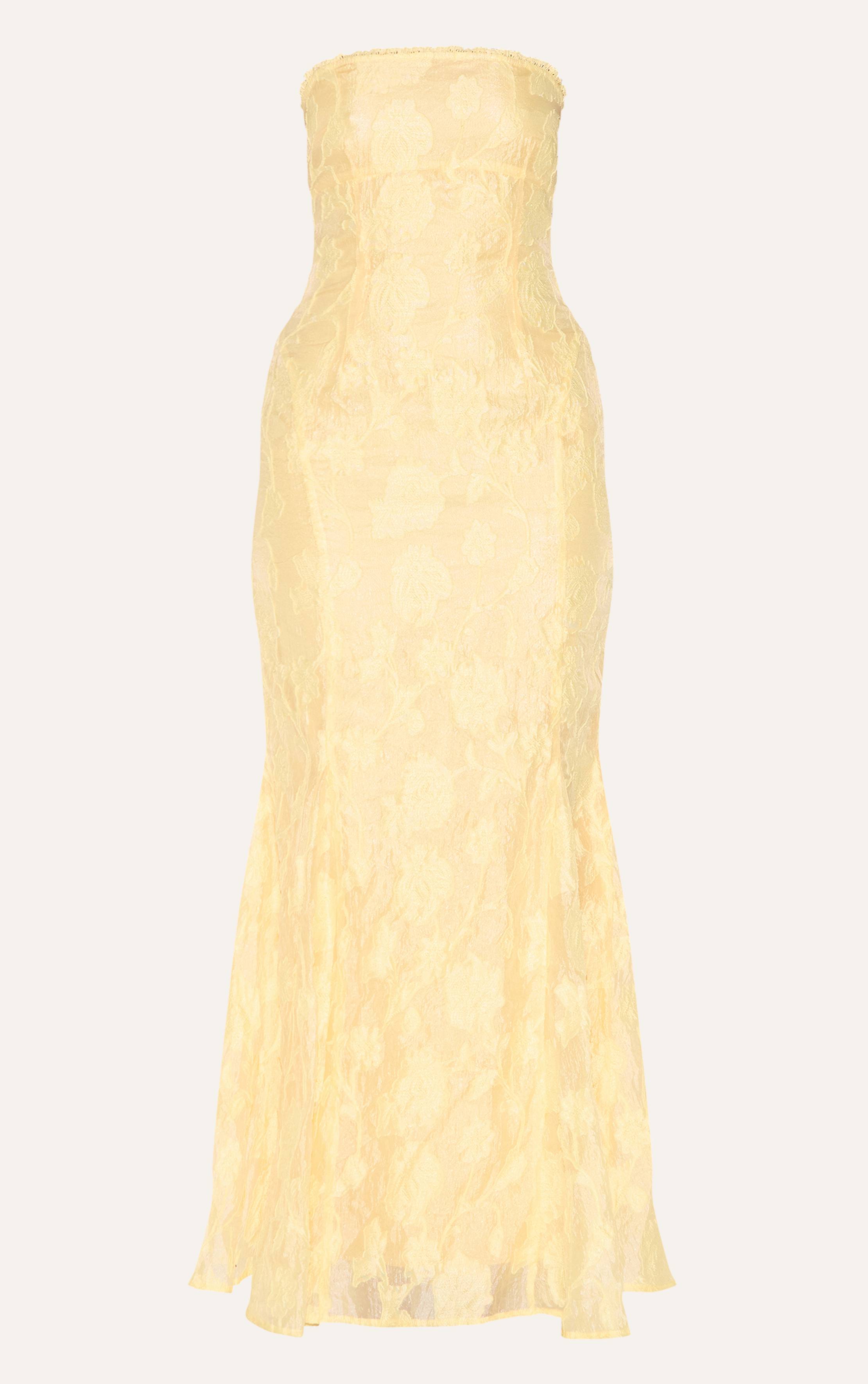 Citron Robe Maxi Texturée À Dos Lacé