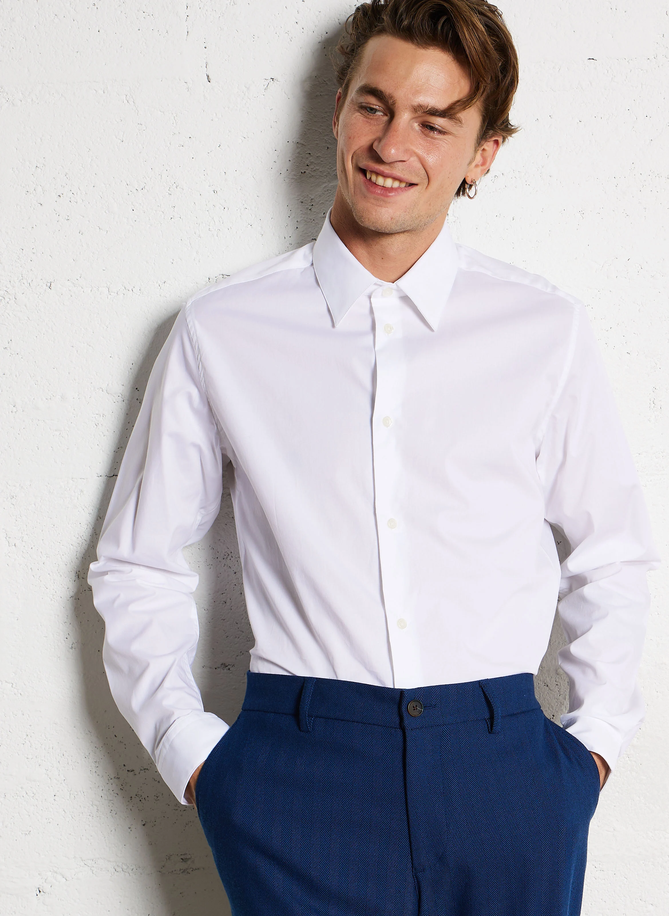 ESTRETCH - Chemise slim-fit en coton mélangé | Blanc