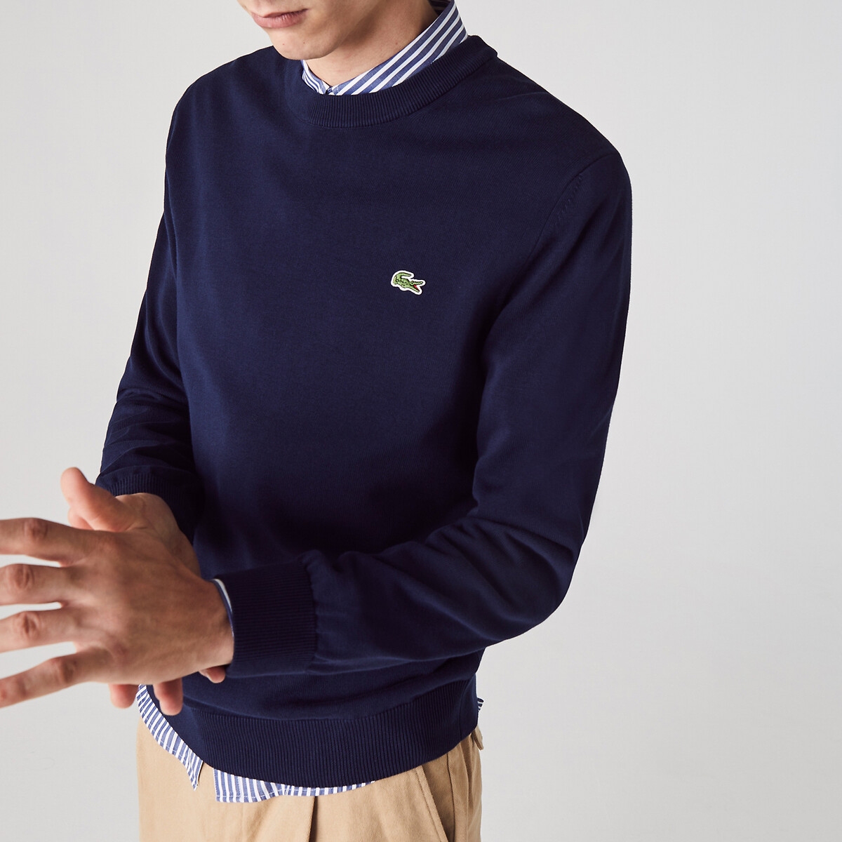 LACOSTE<br>Suéter de gola redonda em algodão orgânico