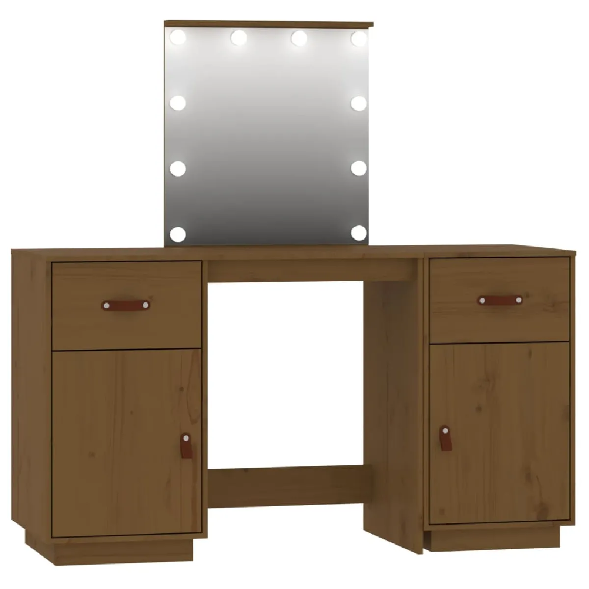 vidaXL Coiffeuse avec LED - Marron Miel