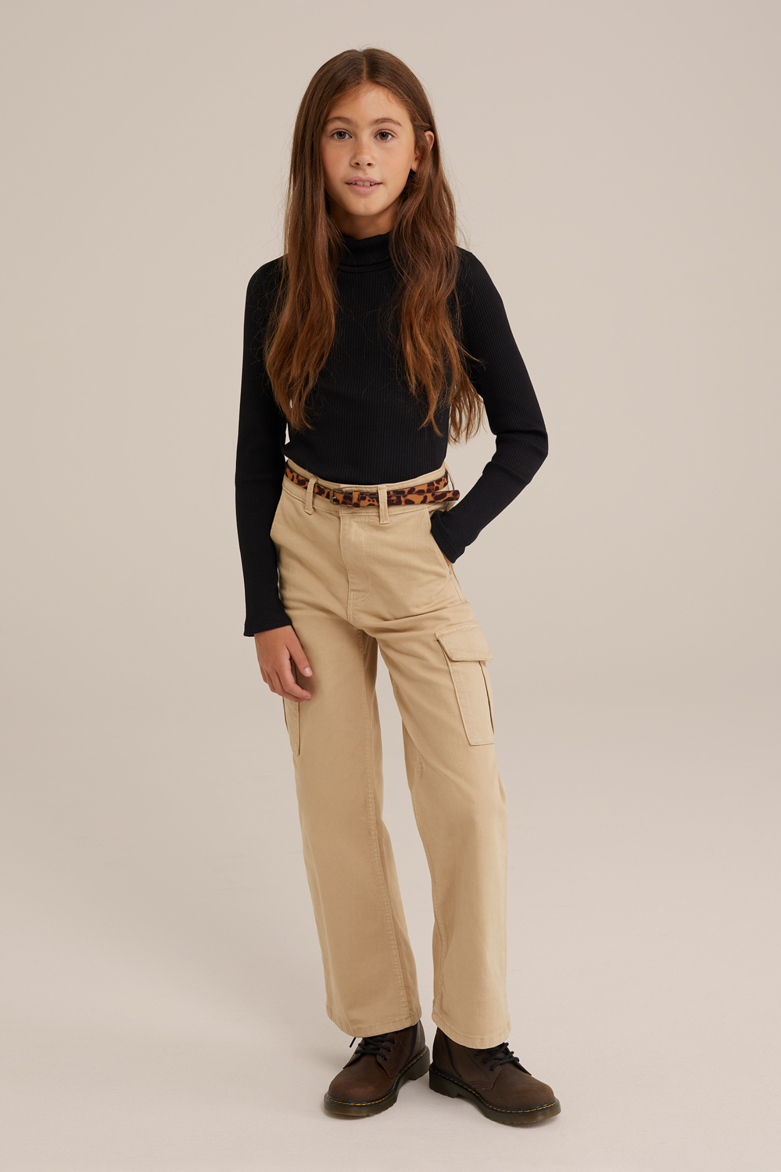 Meisjes top met col WE Fashion Zwart