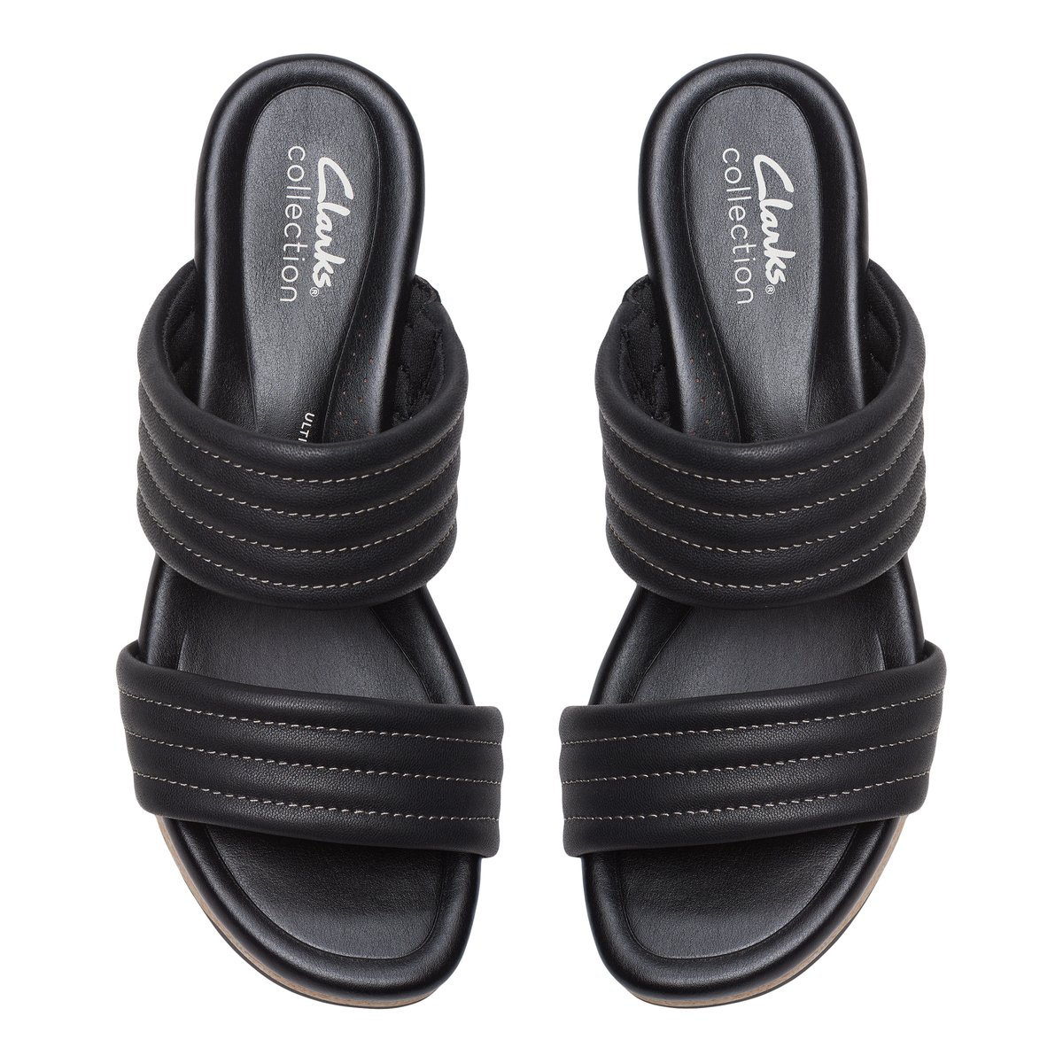 CLARKS-Chelseah_pth-Sandales à glissière à double bride - Talon compensé - Noir