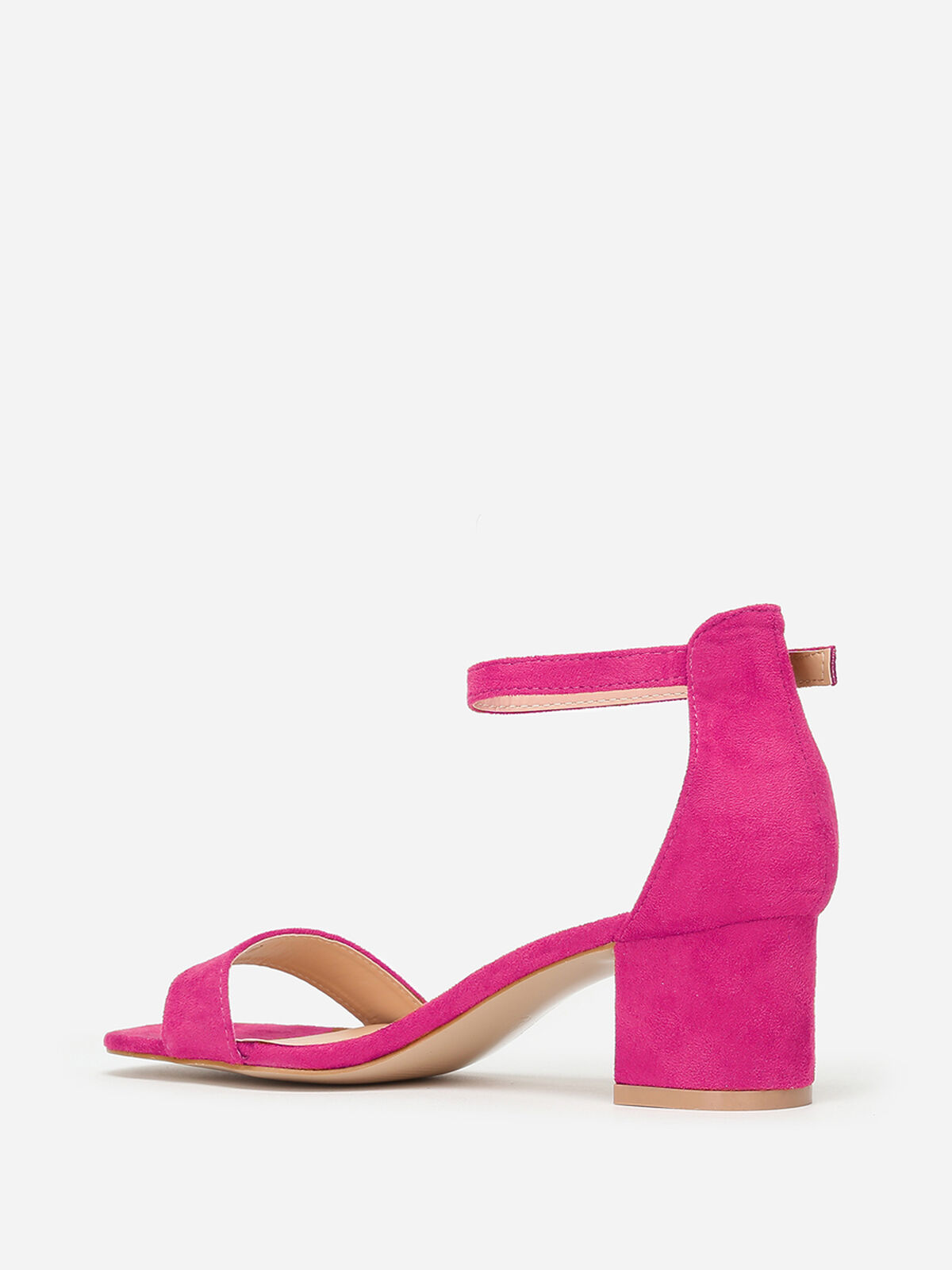 Sandales en suédine à petit talon- Fuchsia