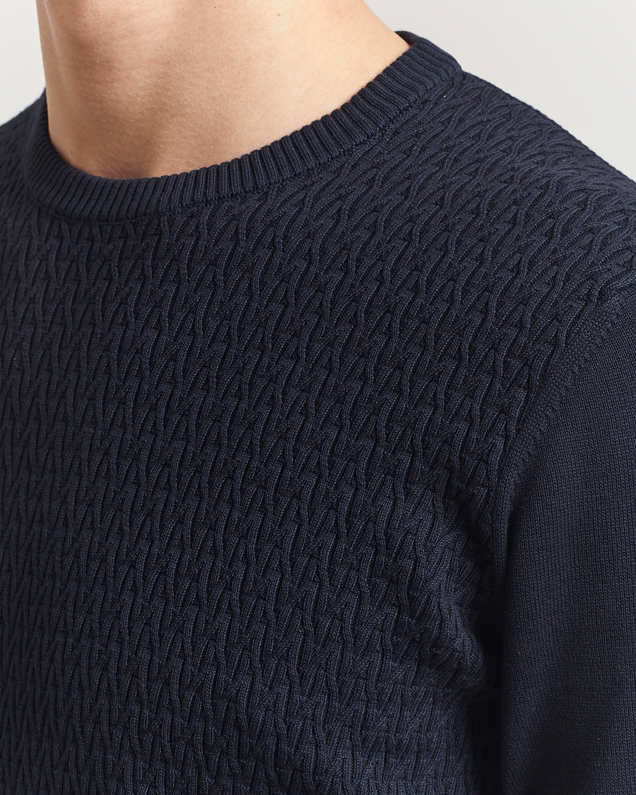 Oscar Jacobson Blake Knitted Cotton Crew Navy