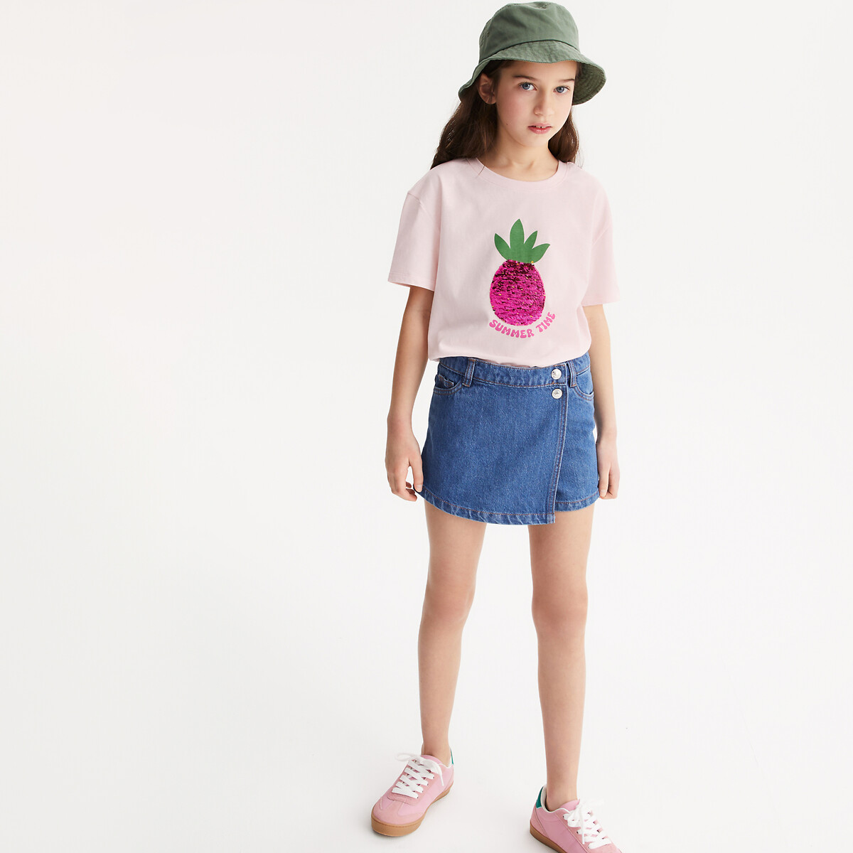 COLEÇÕES LA REDOUTE<br>Camiseta de gola redonda com estampa de lantejoulas reversível