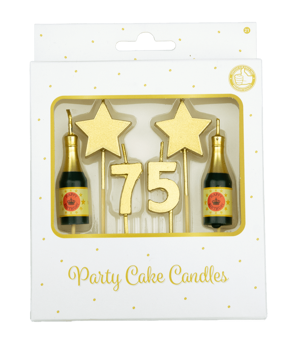 Kaarsjes 75 Jaar Champagne 17,5cm