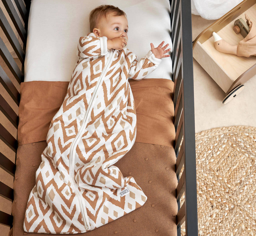 baby wieglaken Ikat/Uni 75x100 cm - set van 2 Sand/Toffee