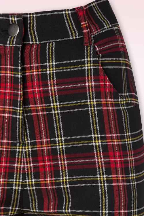 Banned Retro Tilly Tartan broek in zwart en rood