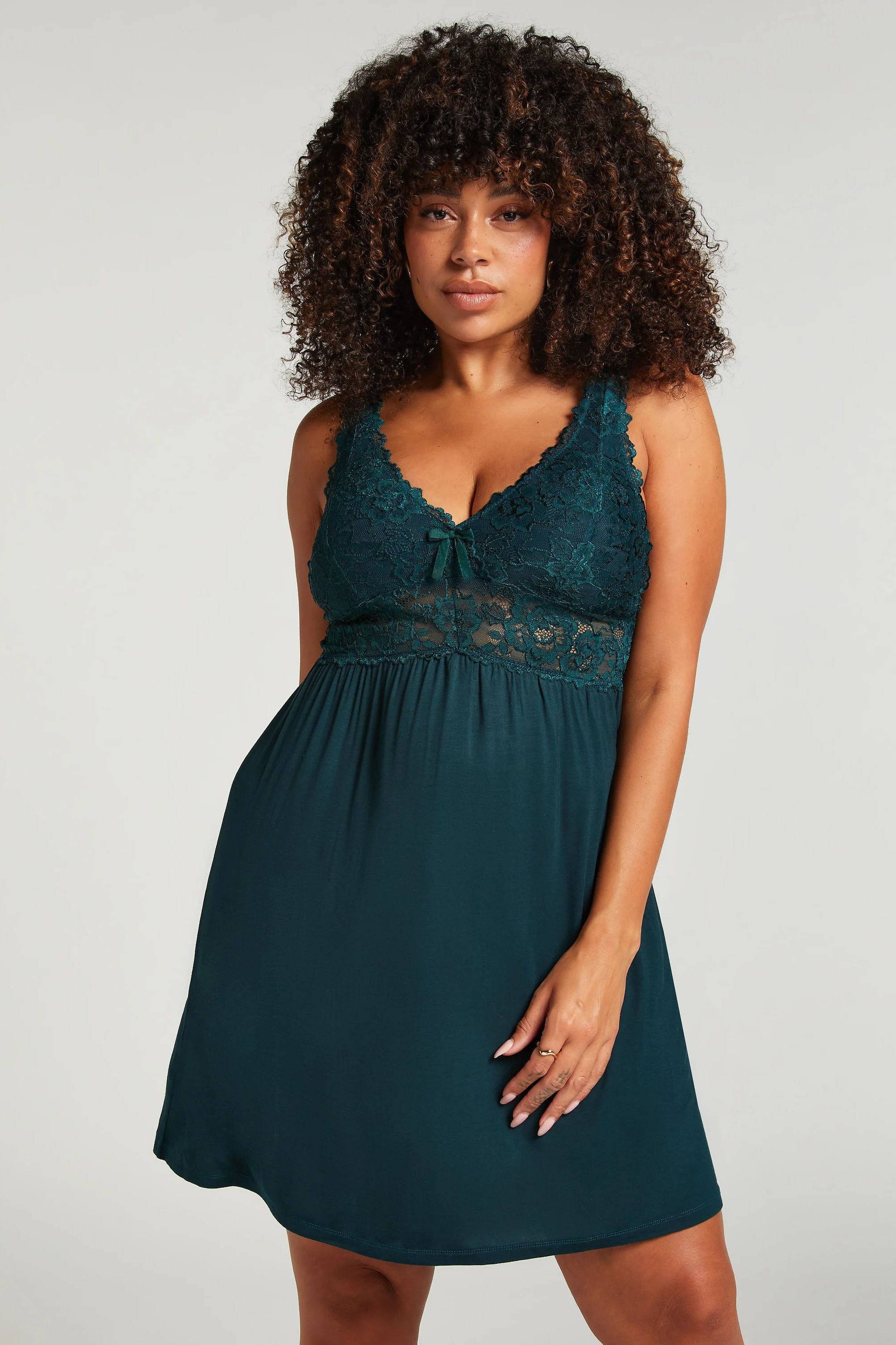 Hunkemöller slipdress Nora donkergroen