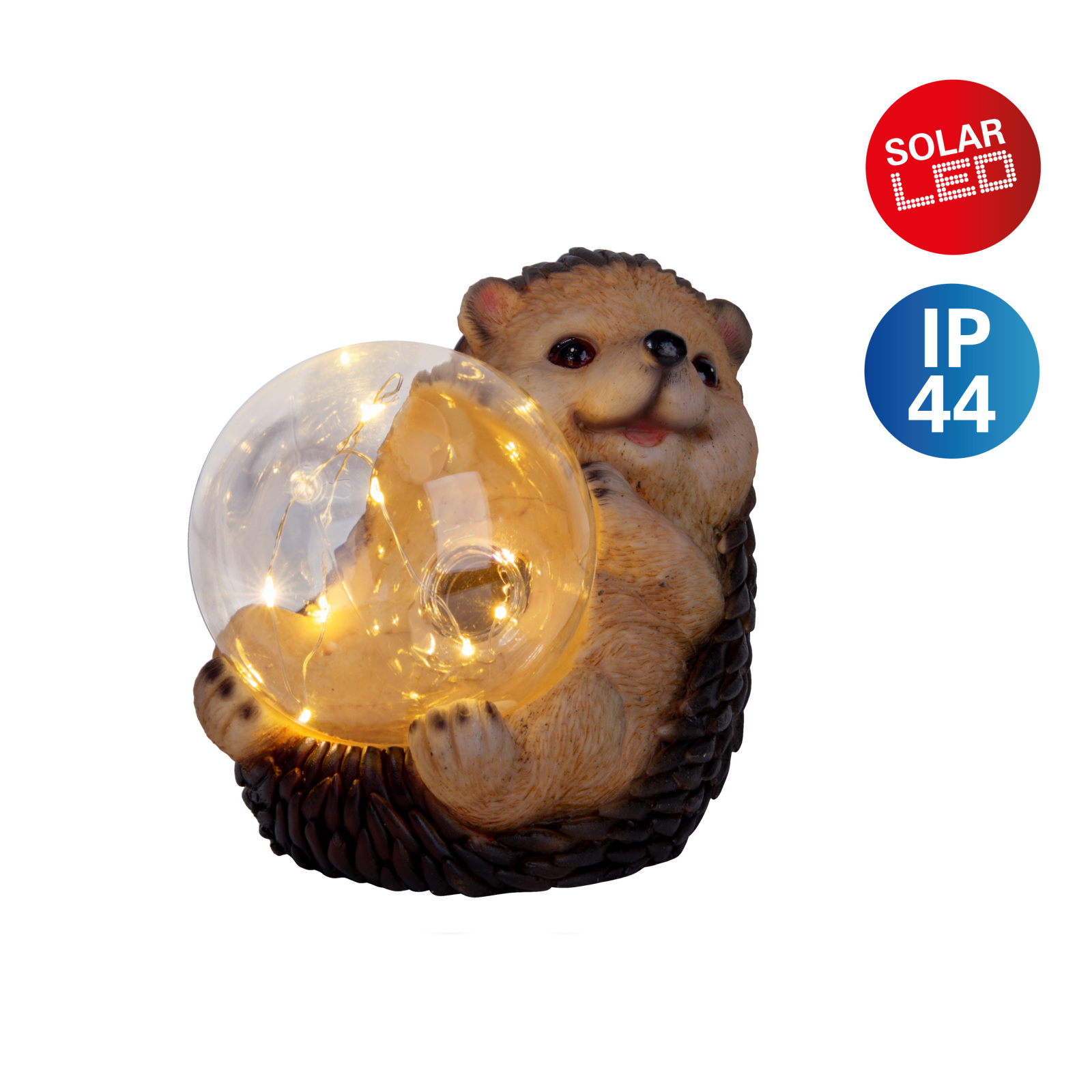 LED-Solarleuchte IGEL - braun-beige