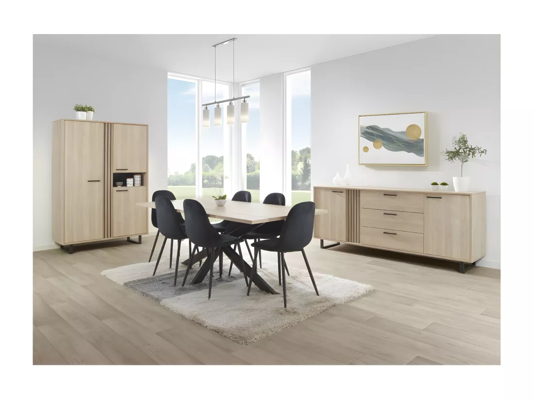 Meuble de Rangement XL avec pieds en métal coloris chêne clair collection LOFT. Grande capacité de rangement.