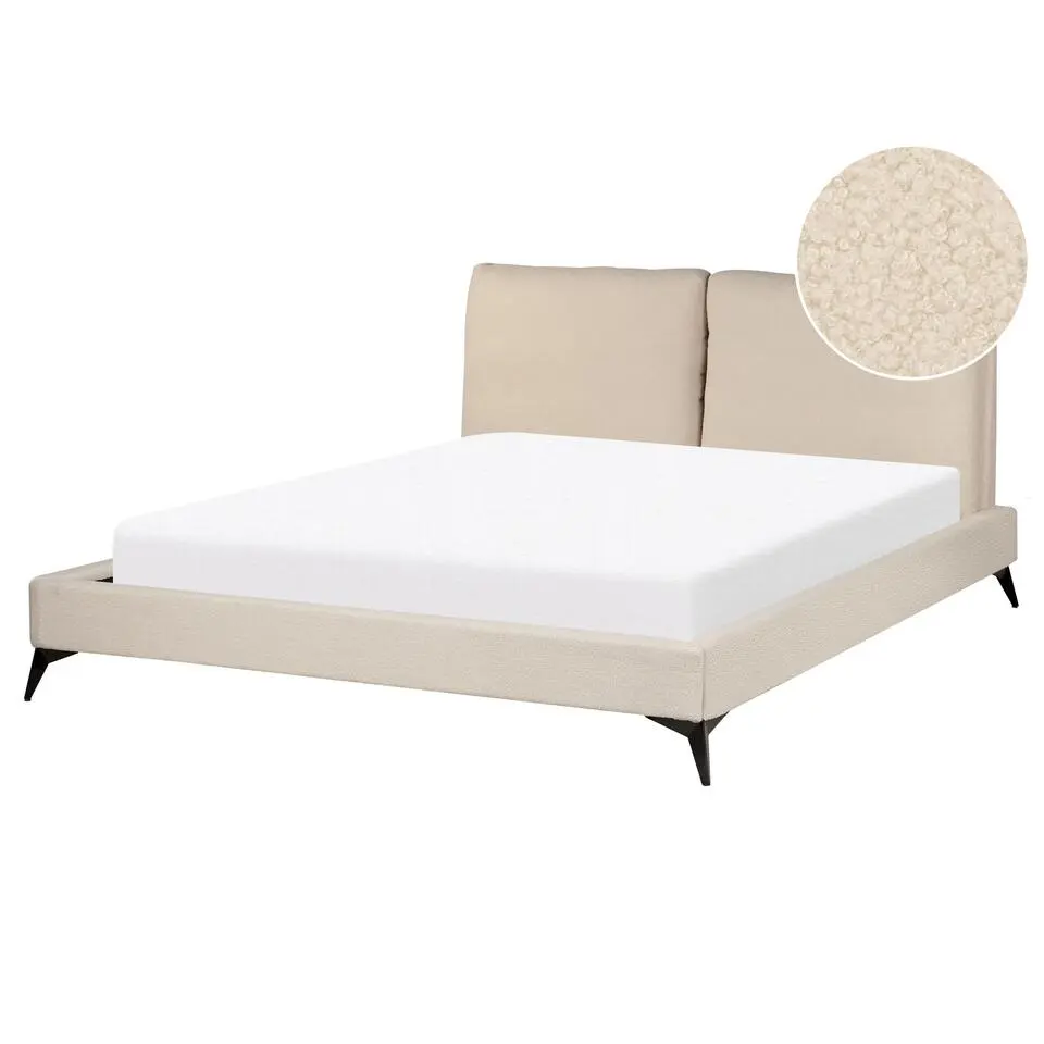 MELLE - Tweepersoonsbed - Beige - 160 x 200 cm - Bouclé