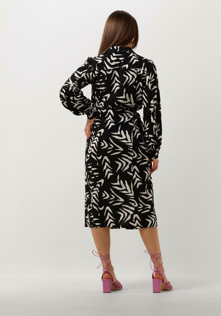 OBJECT zwarte object midi jurk objemira tilda l/s dress