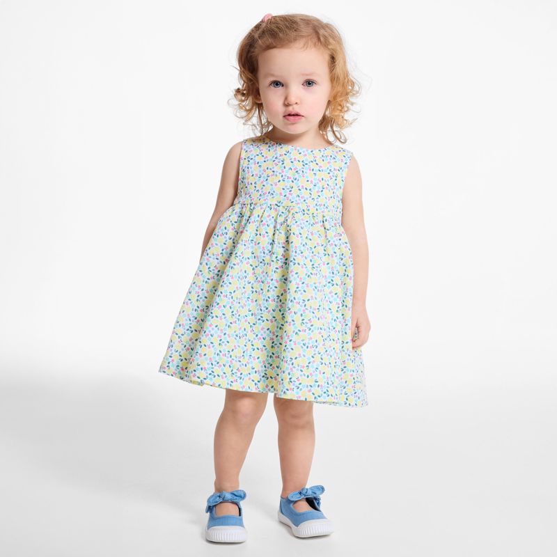Robe à bretelles gaufrée fleurie et bloomer jaune bébé fille Gris ou noir