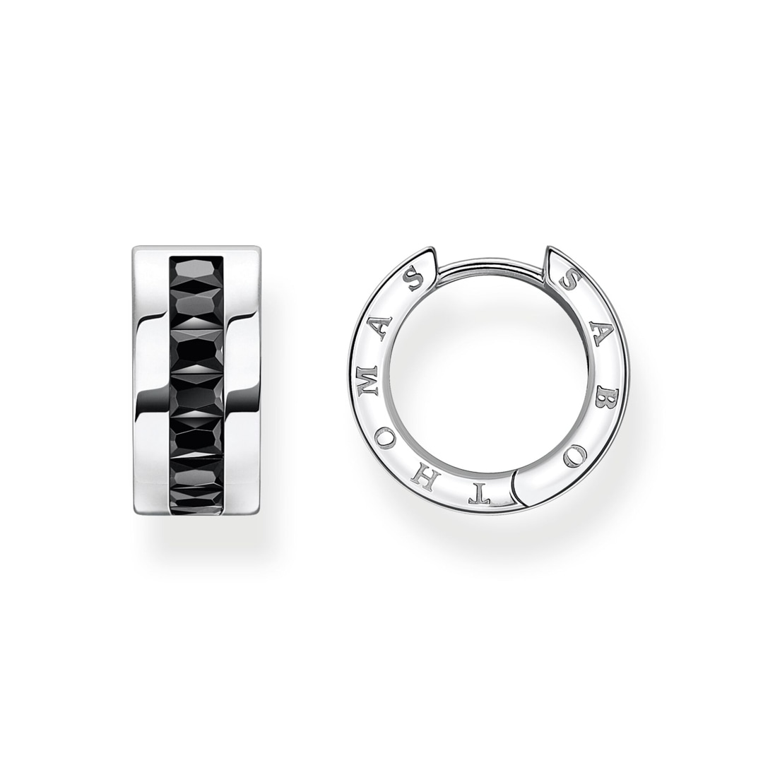 Thomas Sabo Creolen mit schwarzen Steinen Pavé Silber